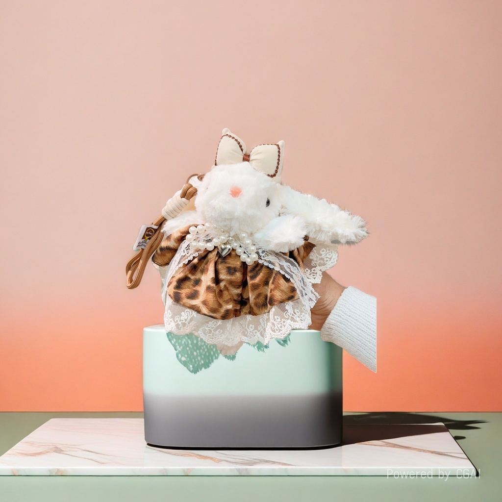 Happy Little Zebra simulation plush rabbit doll handbag, cloth doll cat backpack, clothes doll details Picture