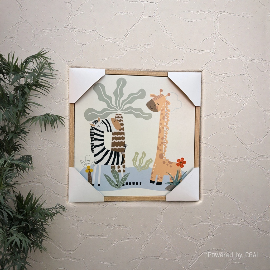 Cross-border cartoon forest animal lions, monkeys, giraffes, canvas wall paintings, children's room and bedroom decorative paintings Specification image