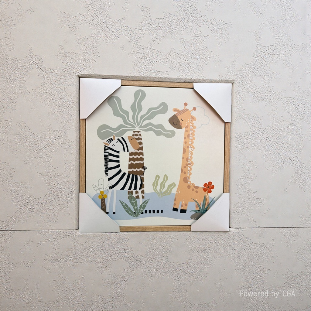 Cross-border cartoon forest animal lions, monkeys, giraffes, canvas wall paintings, children's room and bedroom decorative paintings details Picture
