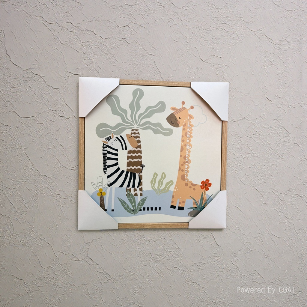 Cross-border cartoon forest animal lions, monkeys, giraffes, canvas wall paintings, children's room and bedroom decorative paintings Application Scenario