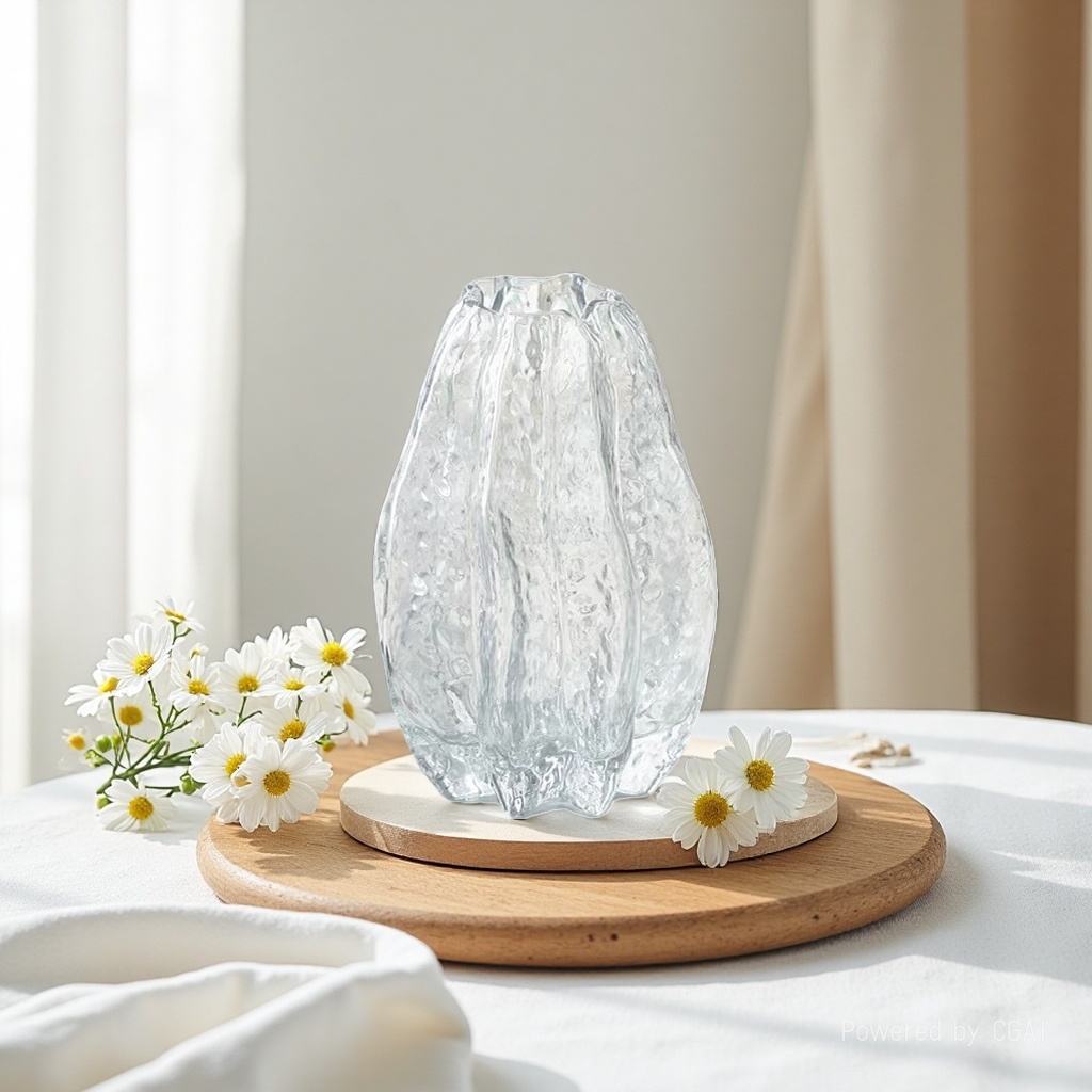 Nordic minimalist original color tree-patterned glass vase, living room dining table, dried flower arrangement, flower vases, home decoration glass products, glass products, glass vases 125837819