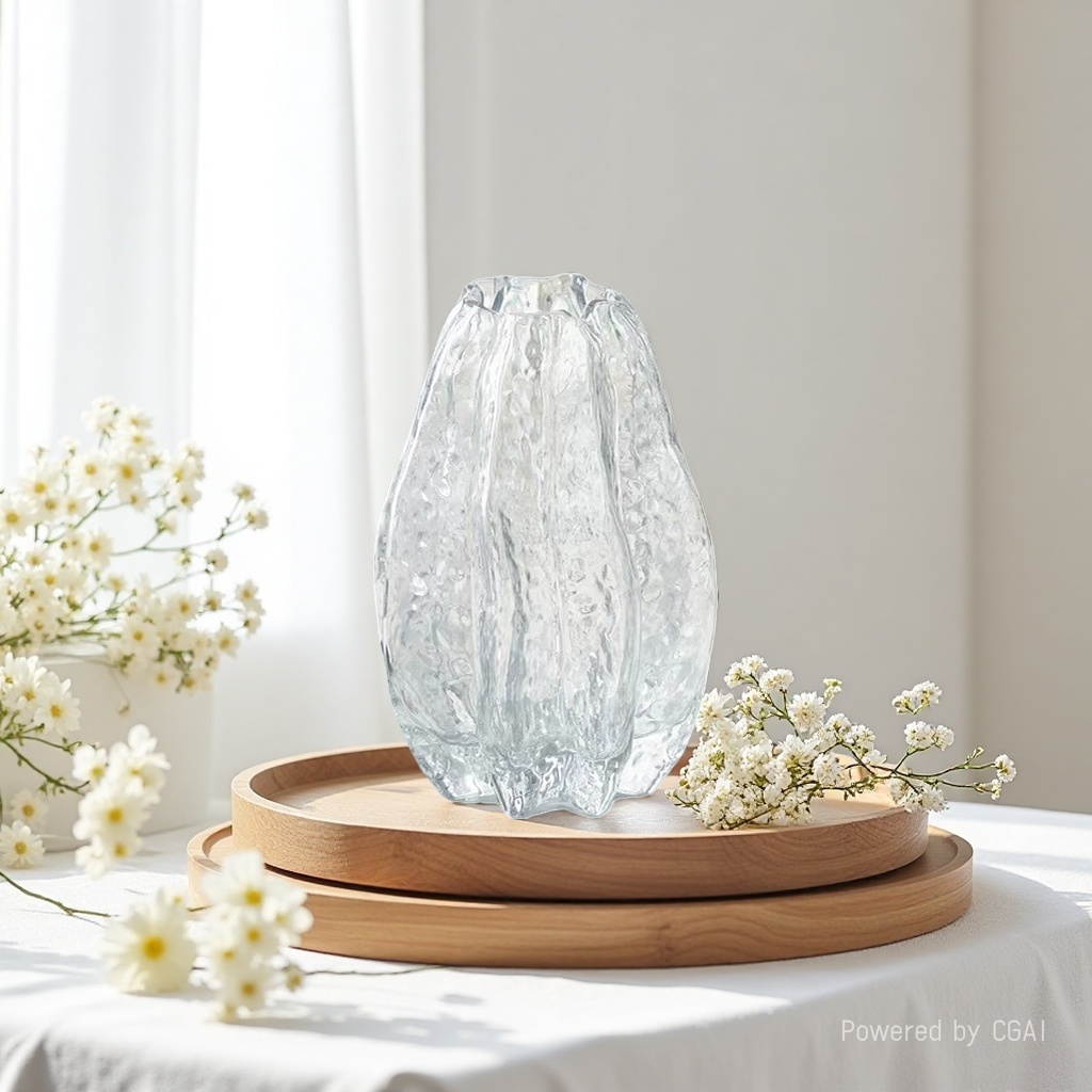 Nordic minimalist original color tree-patterned glass vase, living room dining table, dried flower arrangement, flower vases, home decoration glass products, glass products, glass vases 125837819 details Picture