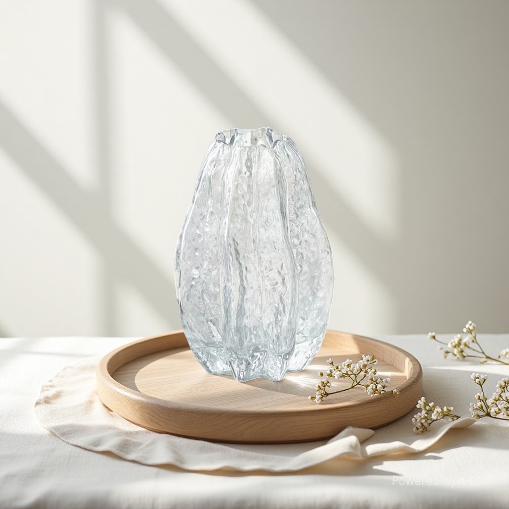 Nordic minimalist original color tree-patterned glass vase, living room dining table, dried flower arrangement, flower vases, home decoration glass products, glass products, glass vases 125837819 Specification image