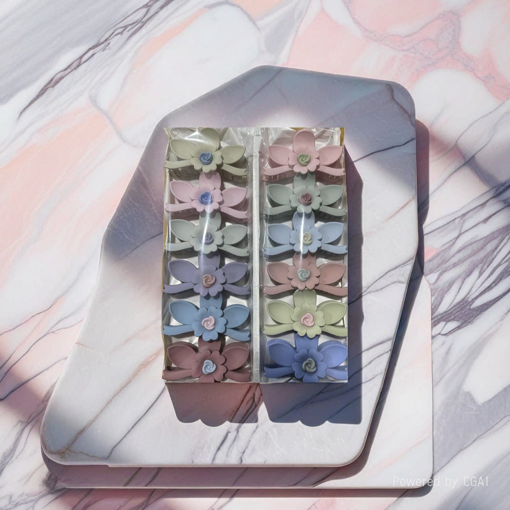 Korean-style flower-shaped hand-woven acrylic lazy person's grab clip Korean-style hair clip Specification image