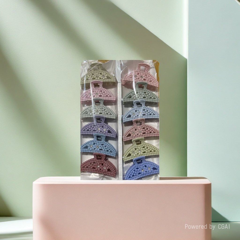 Korean-style color beaded hand-woven acrylic lazy person grabber hair clip Specification image