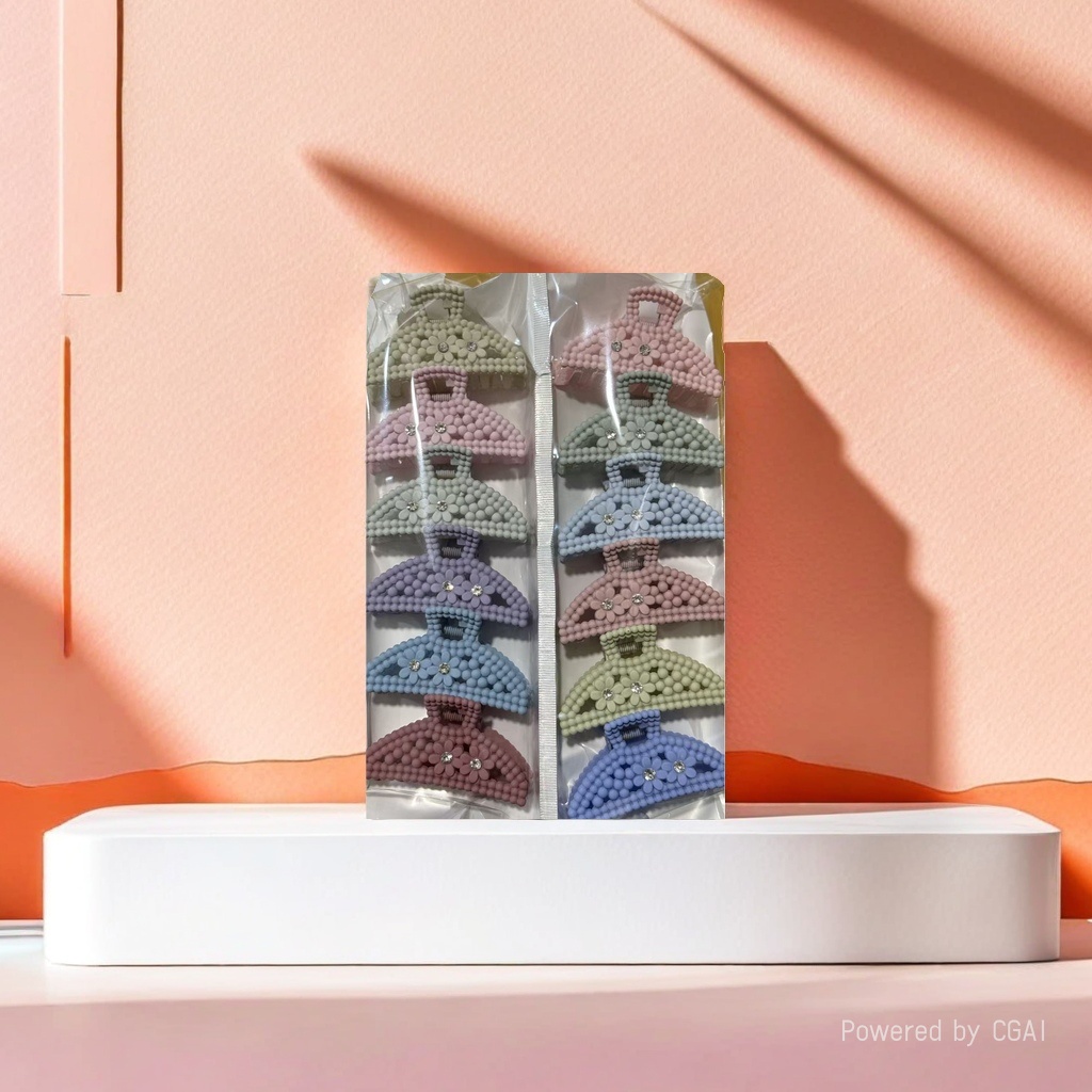 Korean-style color beaded hand-woven acrylic lazy person grabber hair clip Application Scenario