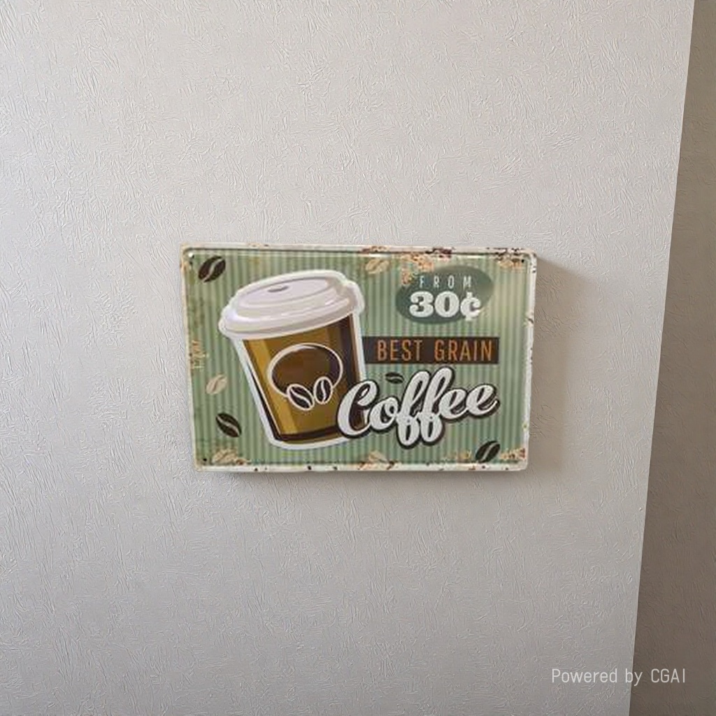 Coffee cups, retro tinplate paintings, tinplate signs, American-style logos, home decoration, cross-border bestsellers, metal posters, ironwork wall hangings Specification image