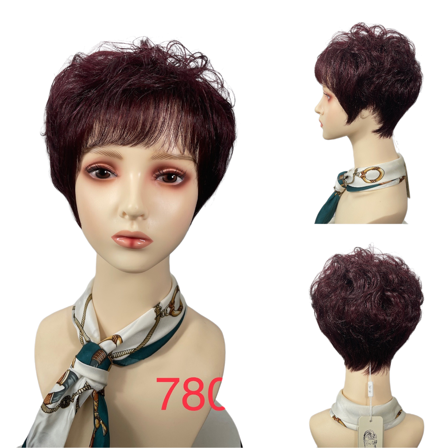 A través del espejo de la peluca de las mujeres de pelo corto recto estilo corto peluca de moda 180g natural respirable Item Picture