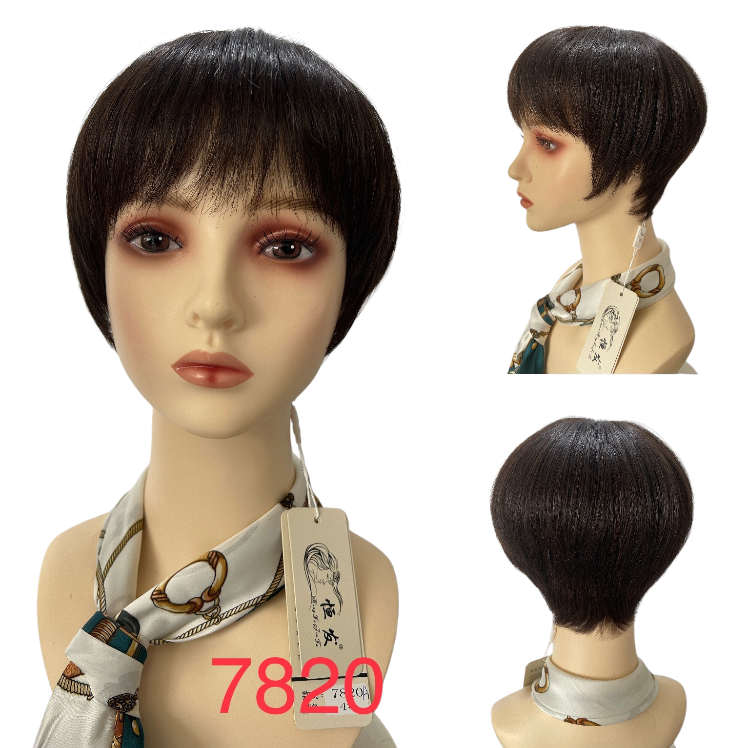 Peluca espejo cruzado mujer cabello corto cabello recto moda estilo corto peluca Item Picture