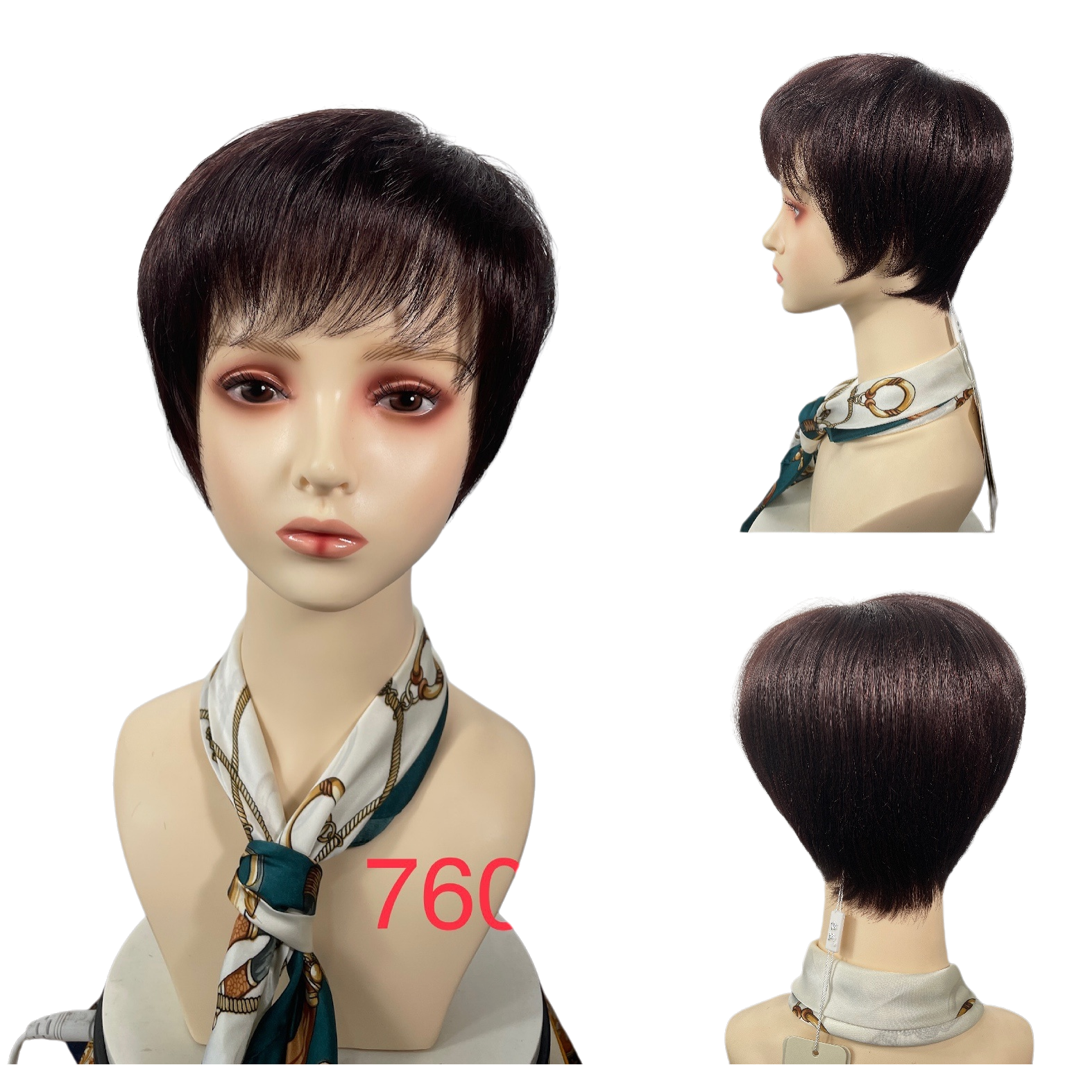 Cross-camera wig for women, short straight hair, high-temperature silk, light and breathable, for daily commuting Item Picture