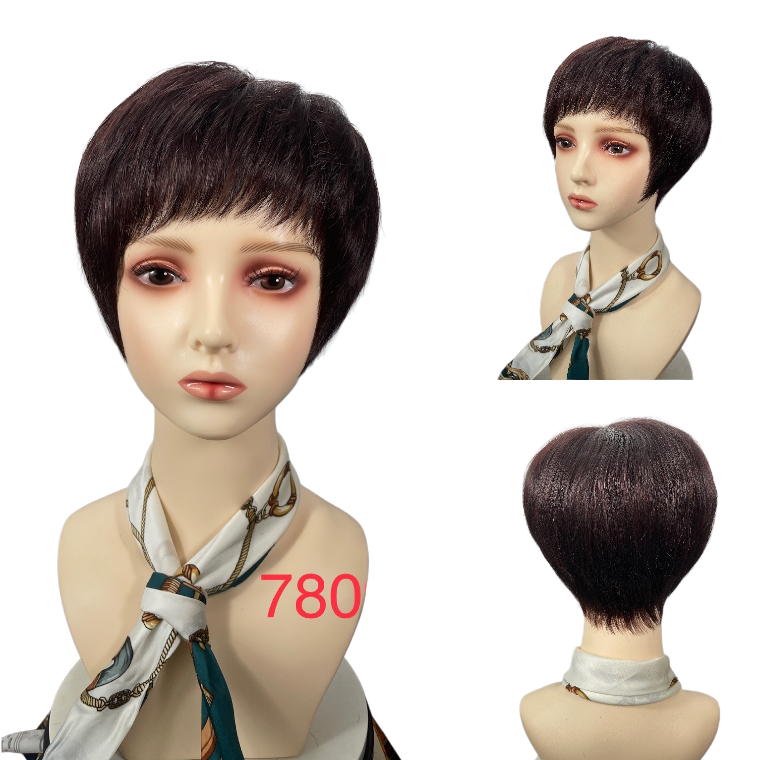 Short straight hair wig for women, model head, fashionable short domestic African wig Item Picture