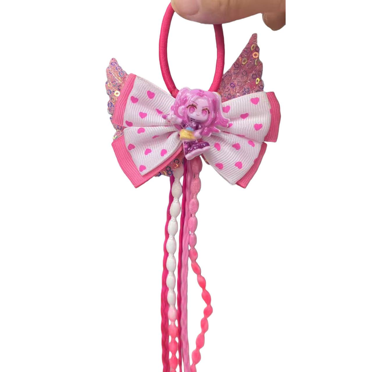 Pink bow sports headband, yoga headscarf, sweat-absorbing and sweat-wiping wristband Item Picture