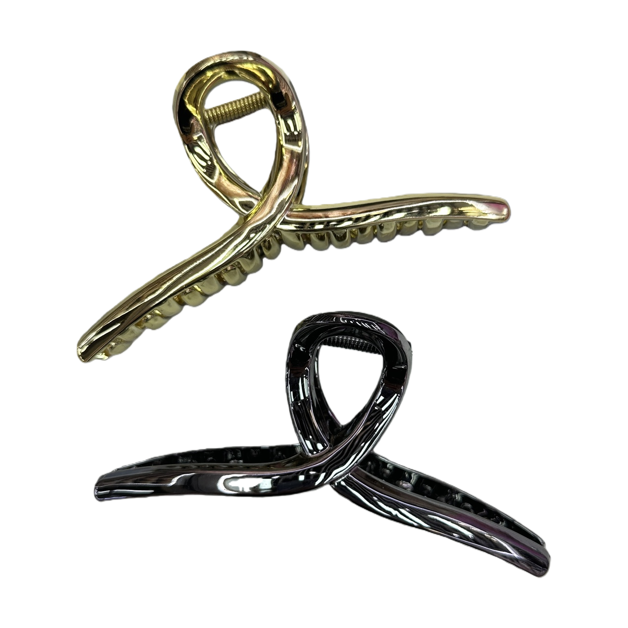 Metallic gold and black grab clip banana shark hairpin, fashionable and simple hairpin Item Picture