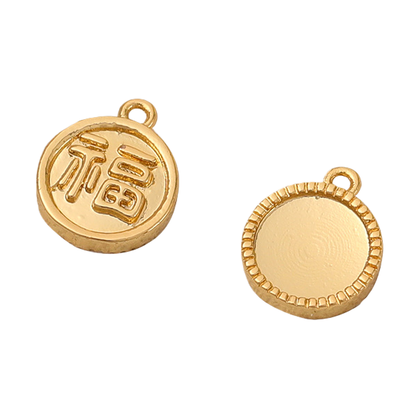 Gold-plated golden "Fu" character pendant necklace accessory Item Picture