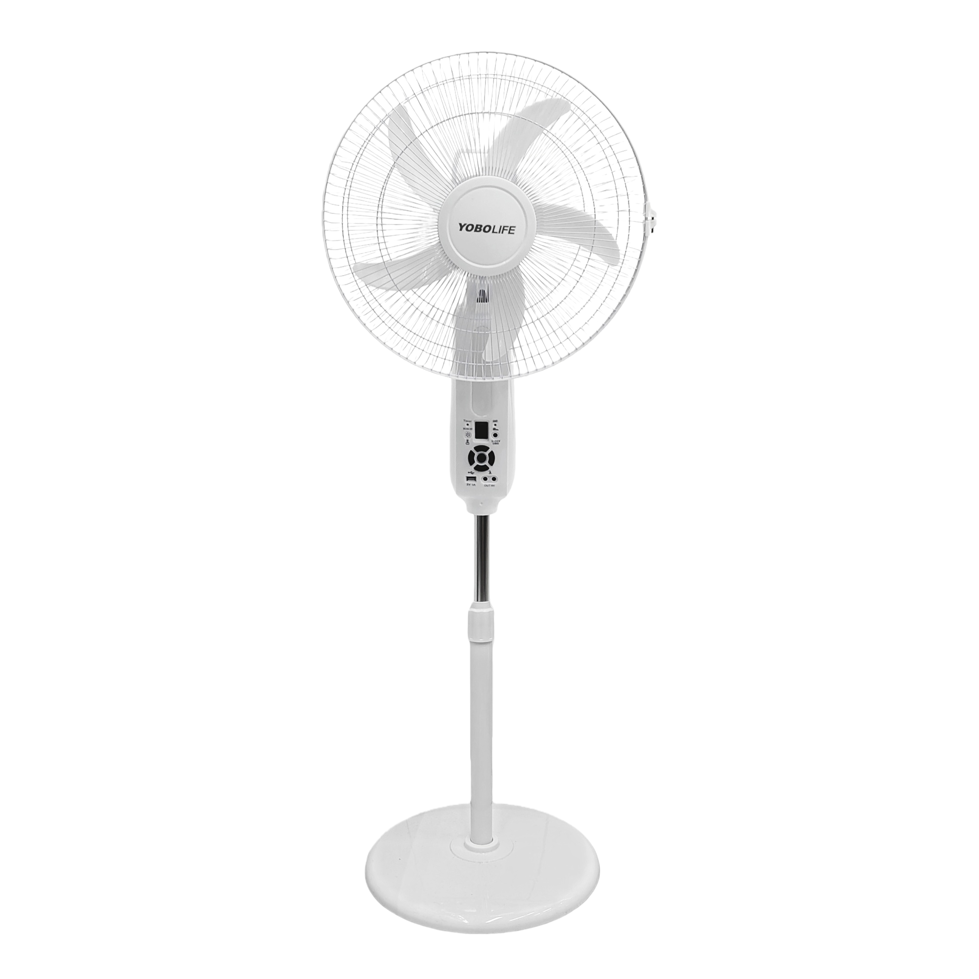 YOBOLIFE's new LM-183 floor-standing fan, an 18-inch solar-powered charging fan with 5 wind speeds, a small screen display and remote control, is a best-selling floor-standing fan in Africa and South America Specification image