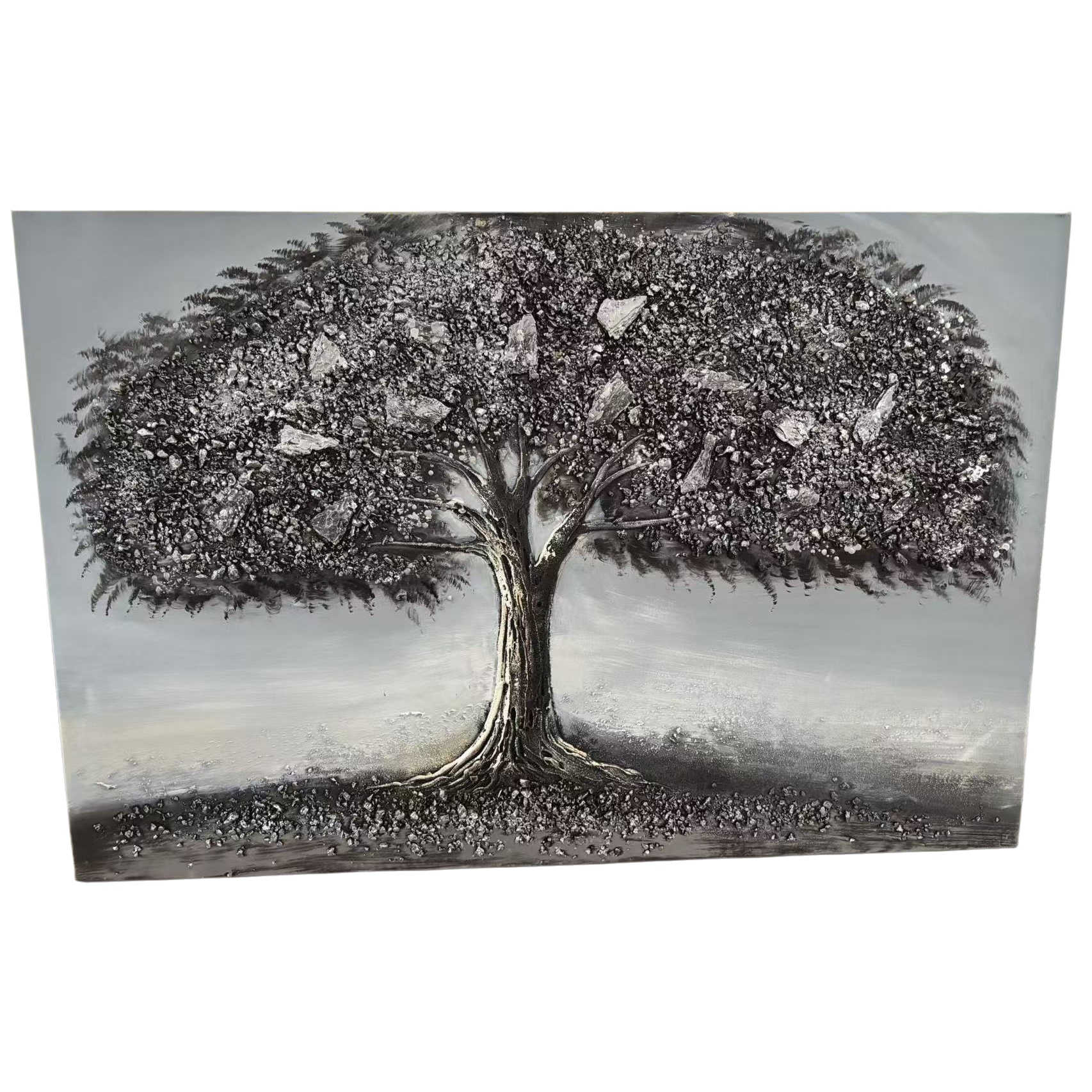 This black and white abstract tree calligraphy and painting modern and simple living room decoration painting, other calligraphy and painting. If you want a sense of luxury when decorating your home, this painting is a pure hand-drawn thick-textured money tree with a black and white color combination that goes well with all kinds of decoration Item Picture