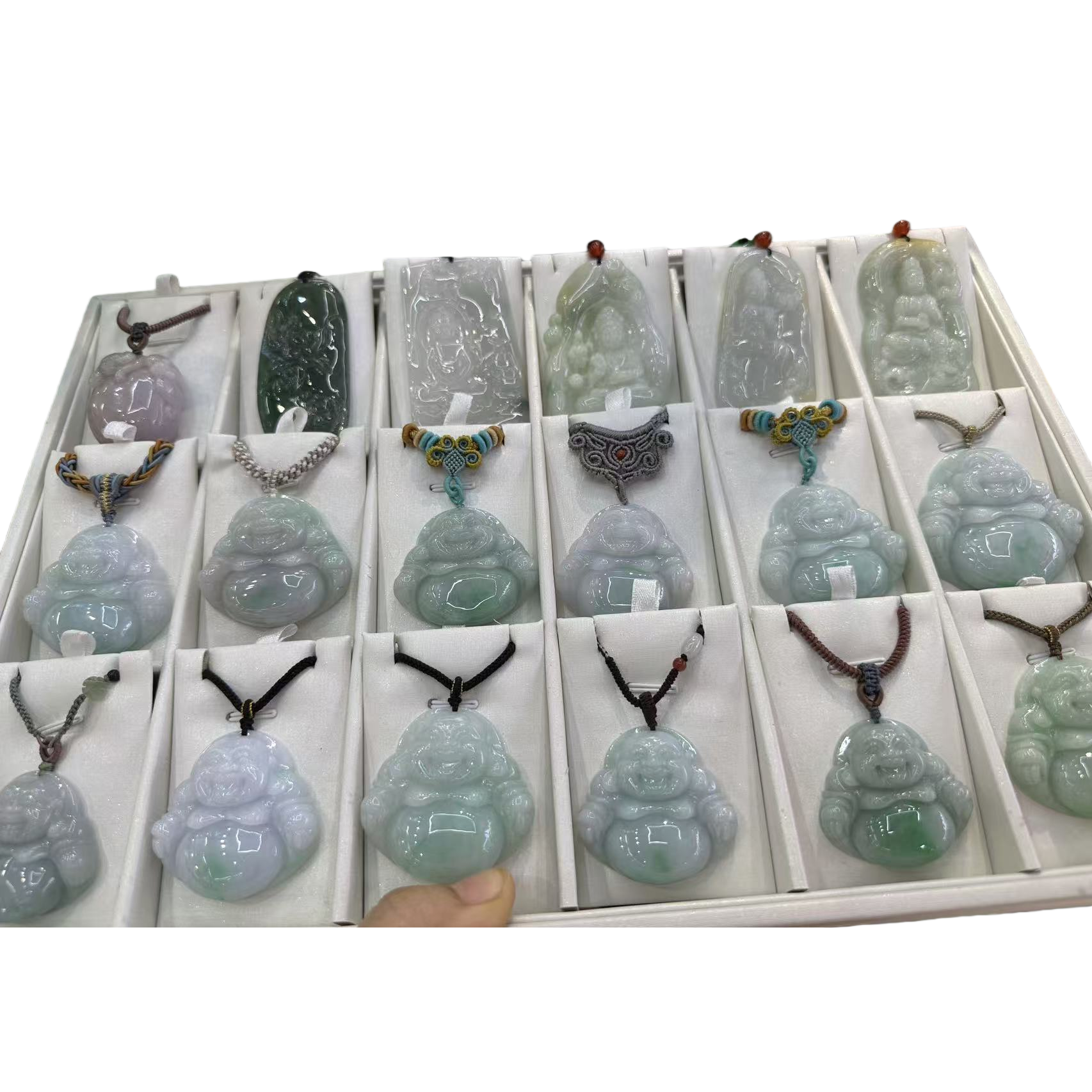 Jade Buddha pendant, 8mm jade bracelet, crystal necklace, jade and gemstone jewelry Item Picture