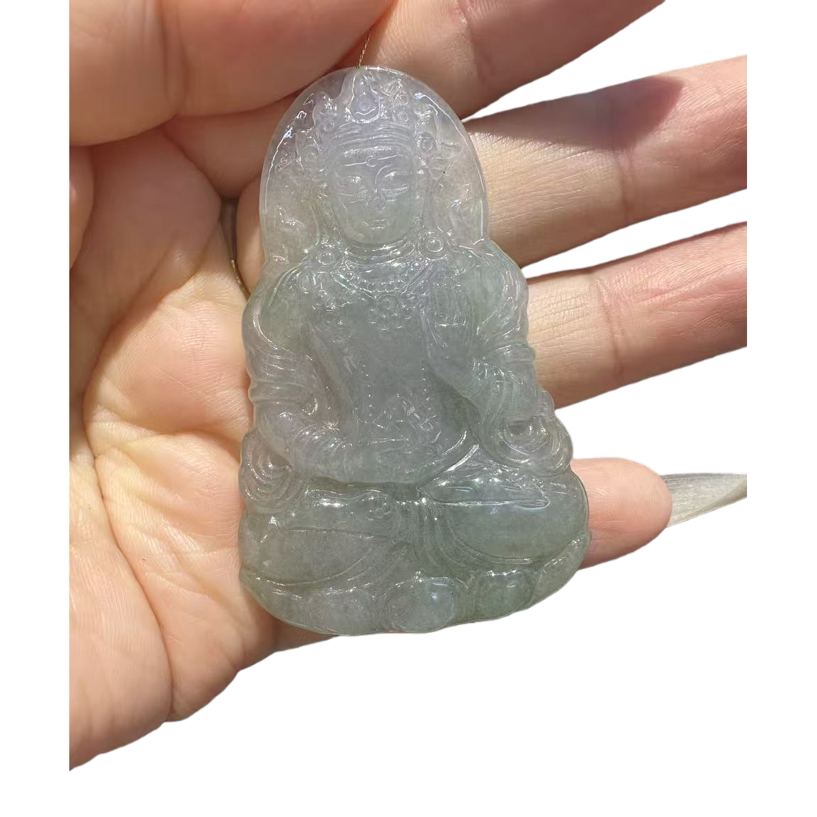 Natural jade Buddha statue pendant with 8mm jade bracelet, crystal necklace and jade jewelry set Item Picture