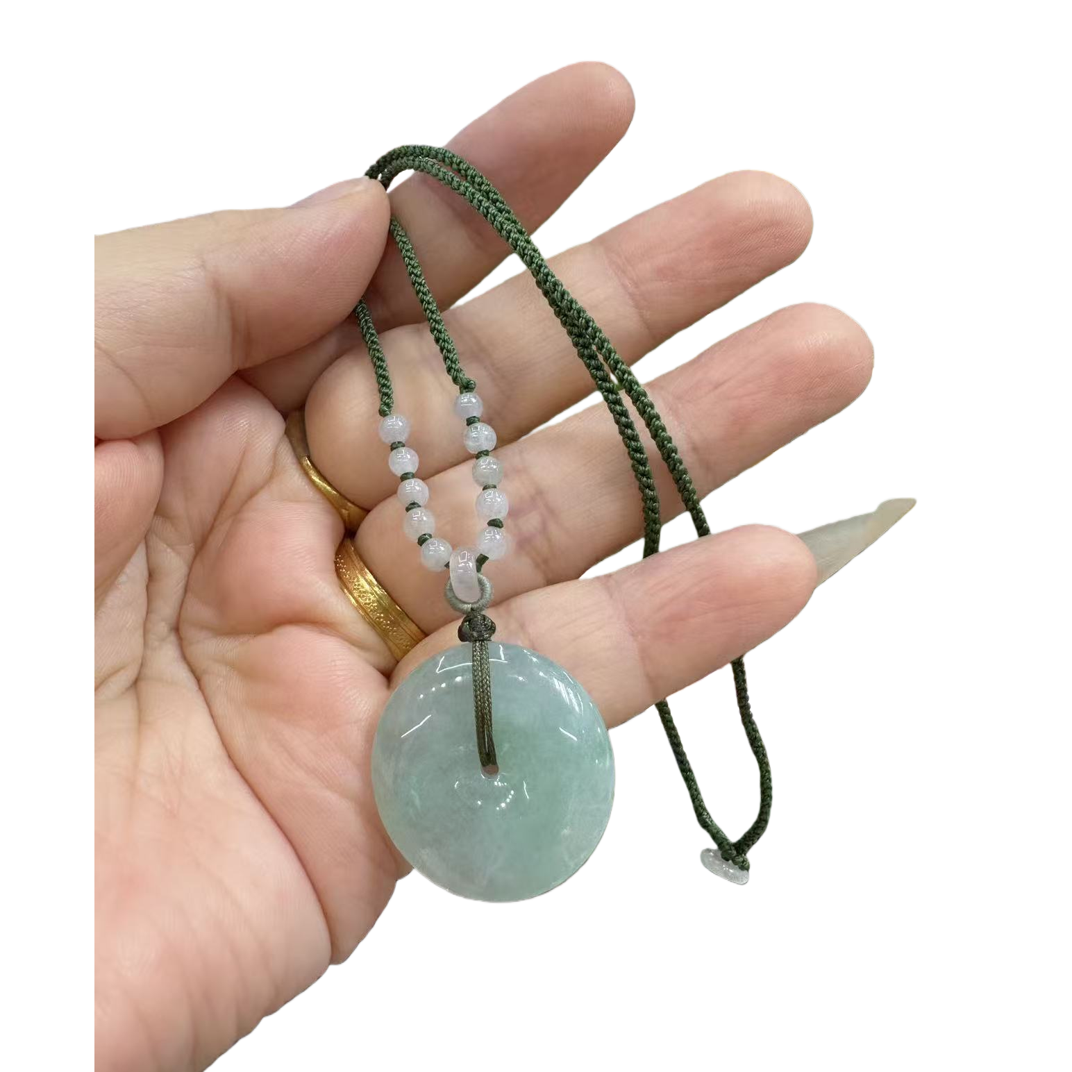 Pure silver jade peace pendant necklace, golden fruit shell bell pendant accessory Item Picture