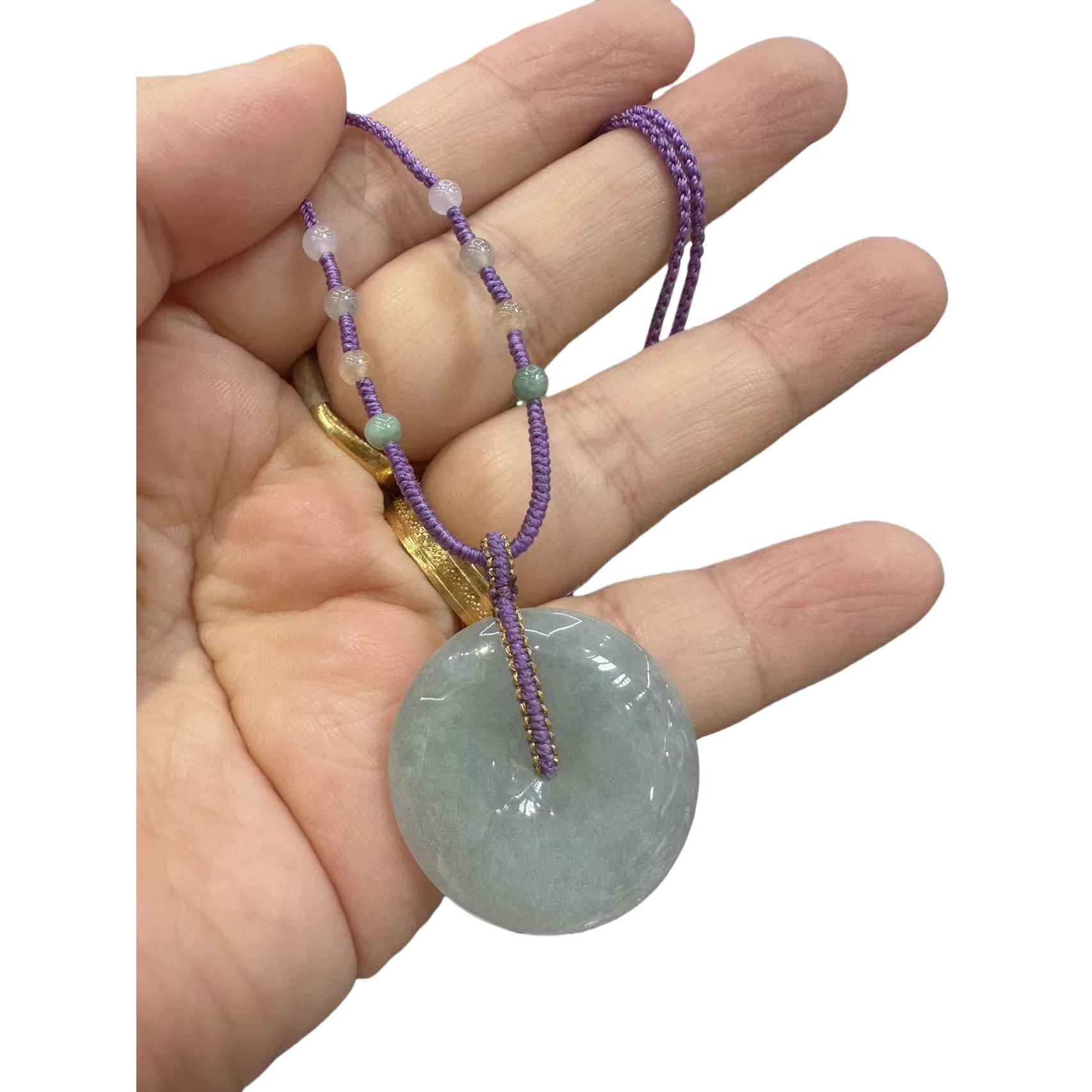 Jade peace pendant with jade bracelet and crystal necklace, 8mm jade jewelry Item Picture