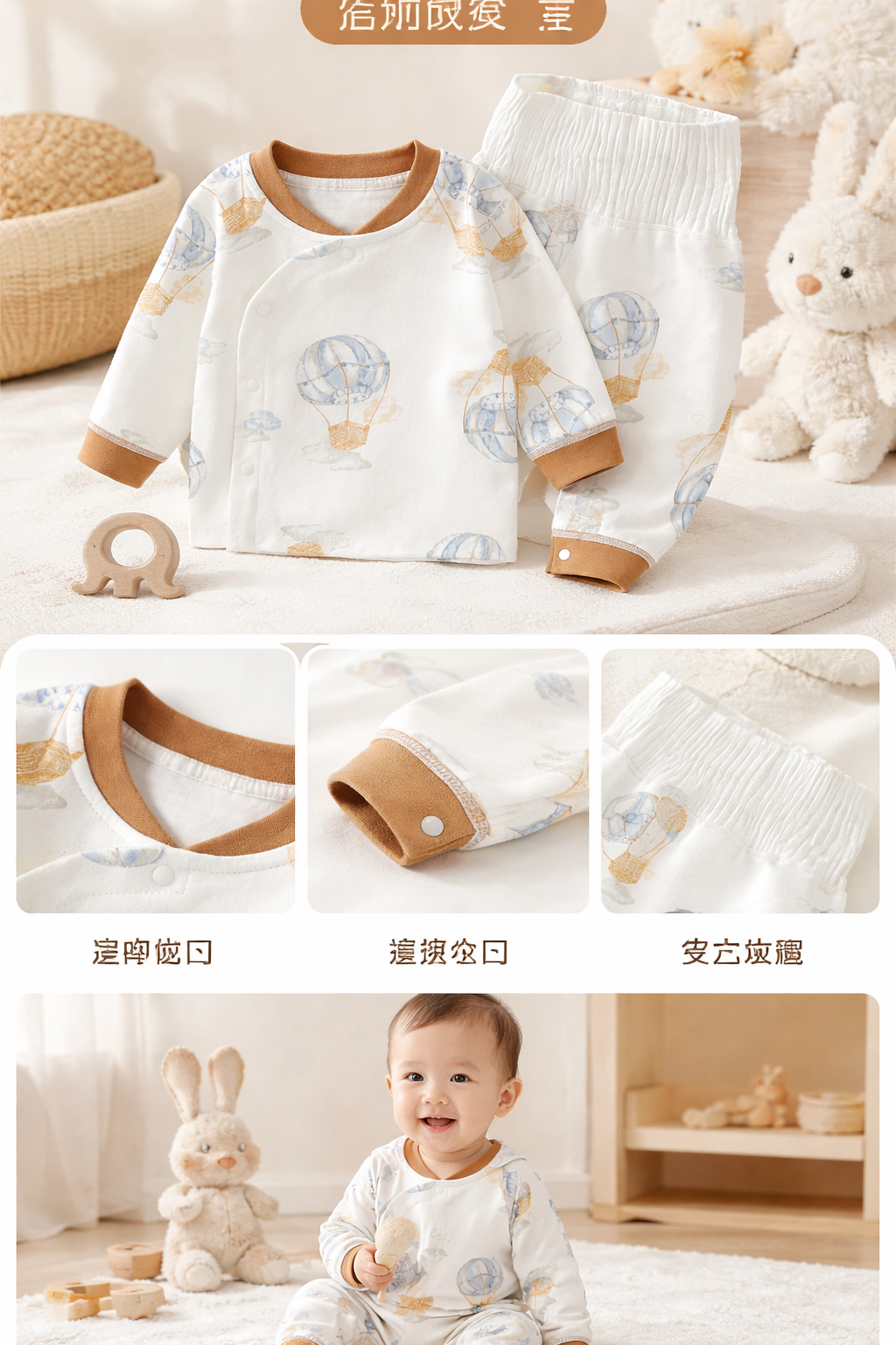 热气球图案纯棉儿童夏季童家居服甜美可爱睡衣详情1