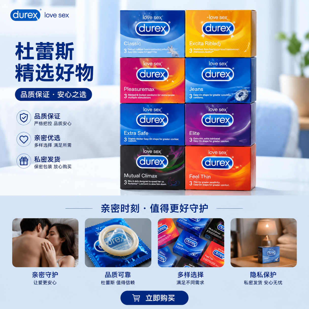 杜蕾斯多种款式避孕套安全套套装秘鲁进口成人用品包装盒详情1