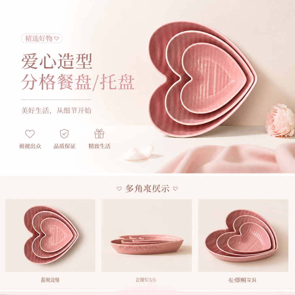 心形碗爱心陶瓷碗蒸蛋碗糖果色甜品沙拉碗可爱蛋糕点心碗烤箱烤碗2详情1