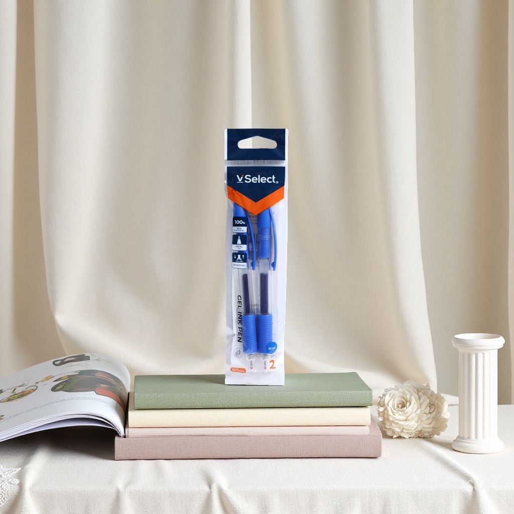 Vselect 0.7mm blue gel pen 2-piece packaging bag Specification image