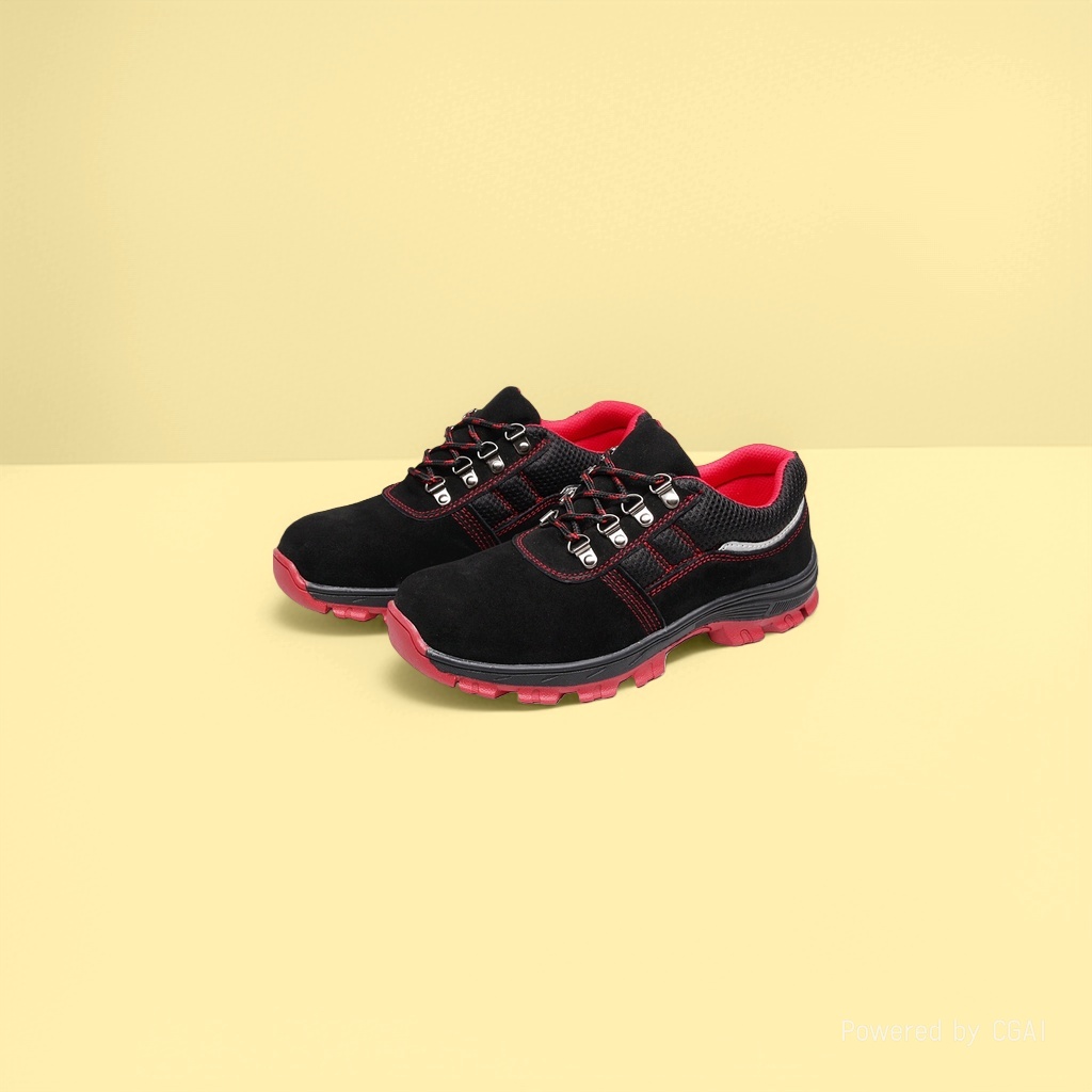 Hiking shoes with cowhide steel toe cap, anti-crush steel plate sole, wear-resistant, oil-resistant, acid and alkali resistant casual shoes details Picture