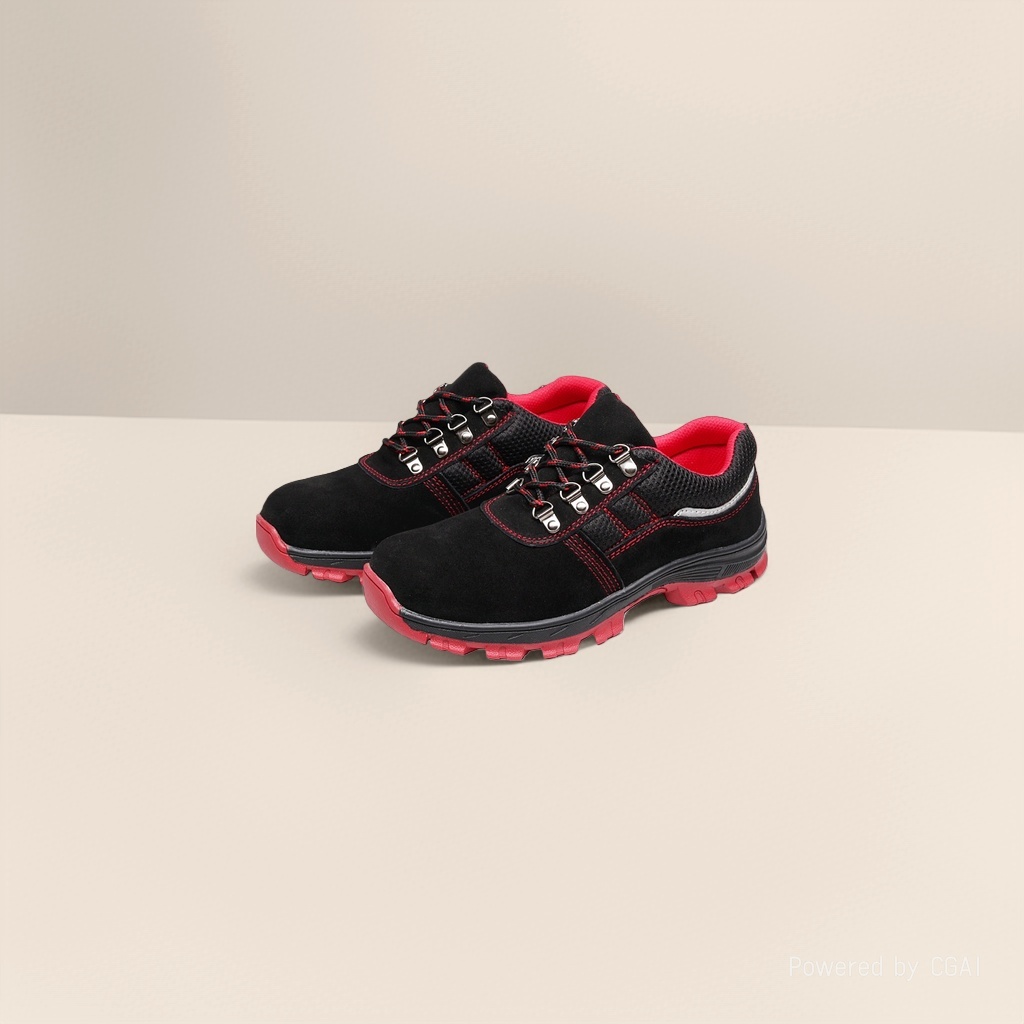 Hiking shoes with cowhide steel toe cap, anti-crush steel plate sole, wear-resistant, oil-resistant, acid and alkali resistant casual shoes Specification image