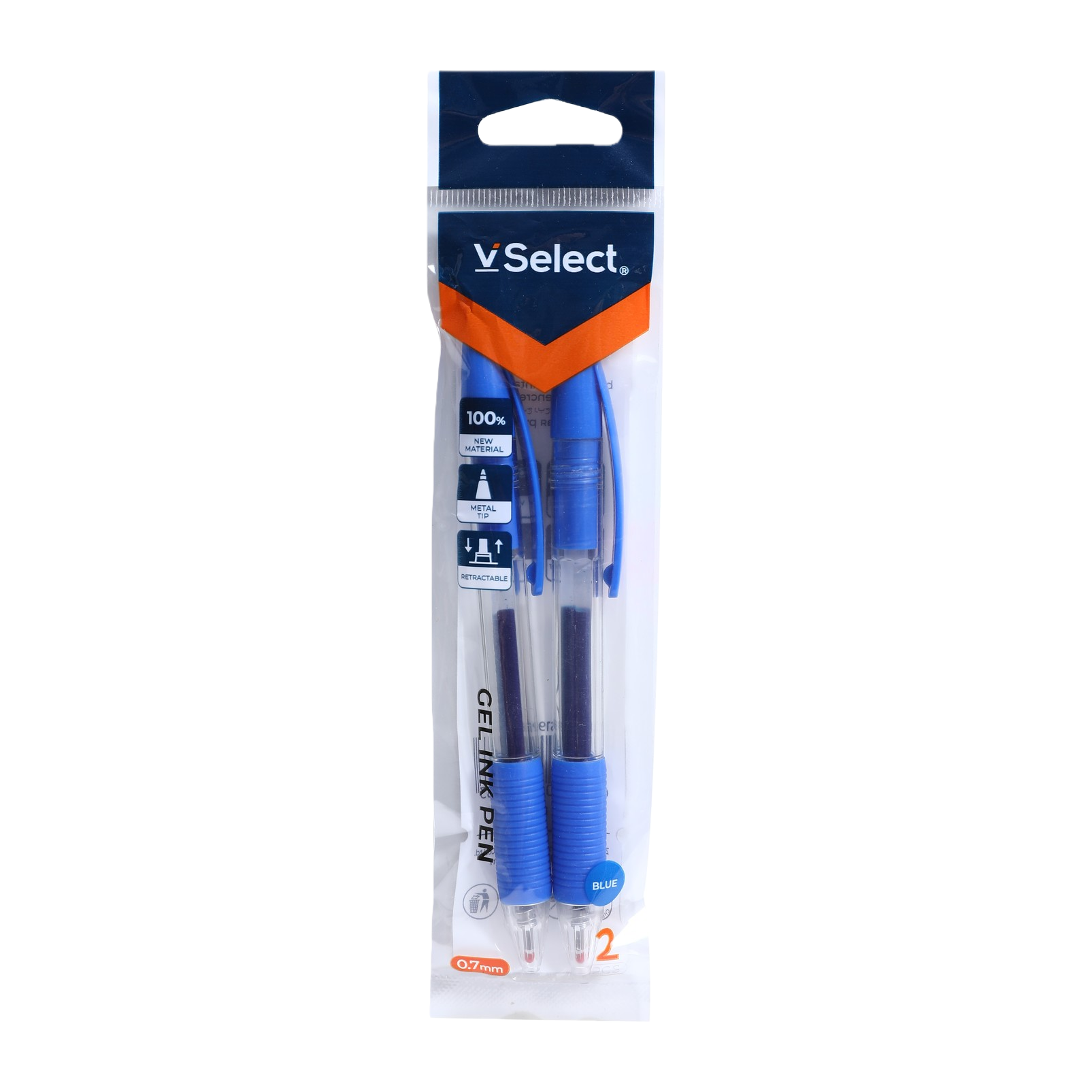 Vselect 0.7mm blue gel pen 2-piece packaging bag Item Picture