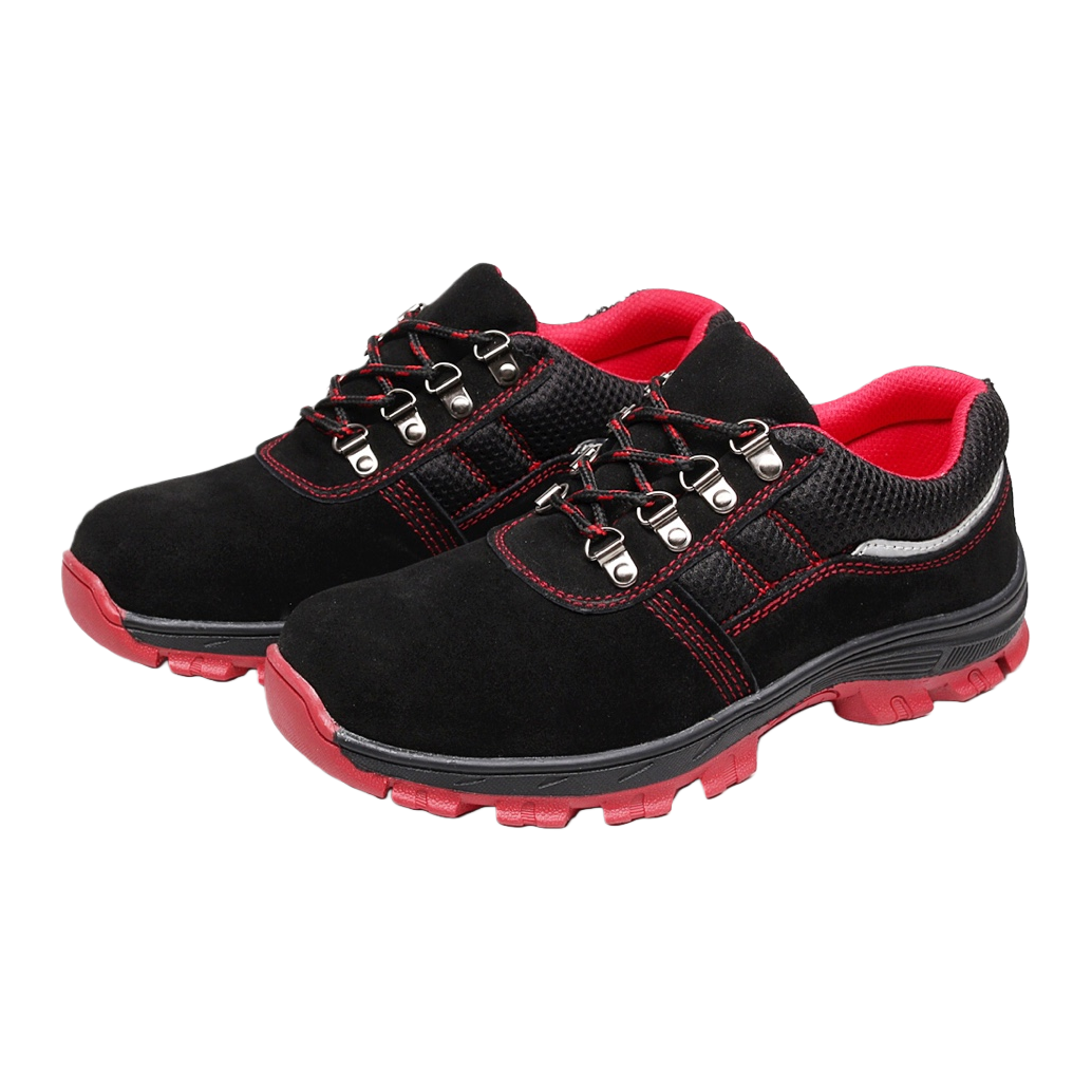 Hiking shoes with cowhide steel toe cap, anti-crush steel plate sole, wear-resistant, oil-resistant, acid and alkali resistant casual shoes