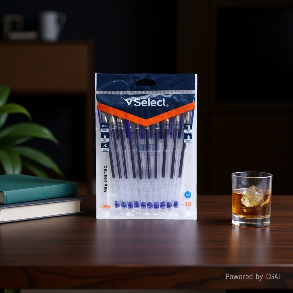 Vselect 0.5mm gel pen blue 10-piece packaging bag details Picture