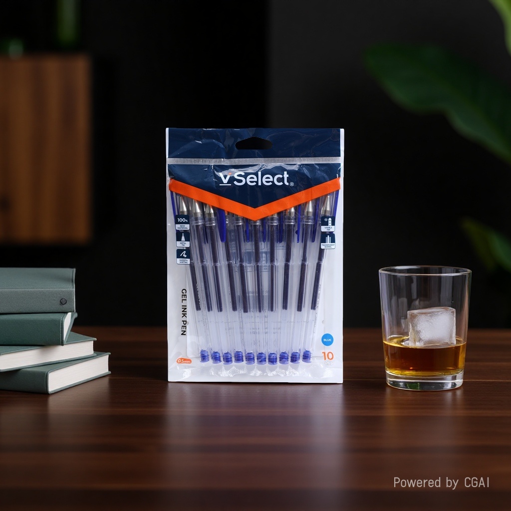 Vselect 0.5mm gel pen blue 10-piece packaging bag Specification image
