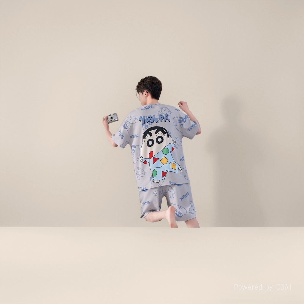 薄款睡衣男士款夏季短袖卡通青年夏天舒适家居服套装