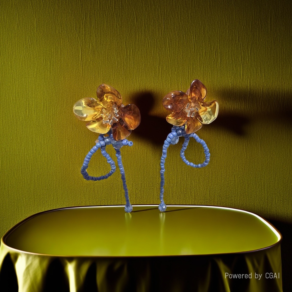 Flower-shaped piercing earlobe breast stud earrings with catheter piercing needle accessory set Application Scenario