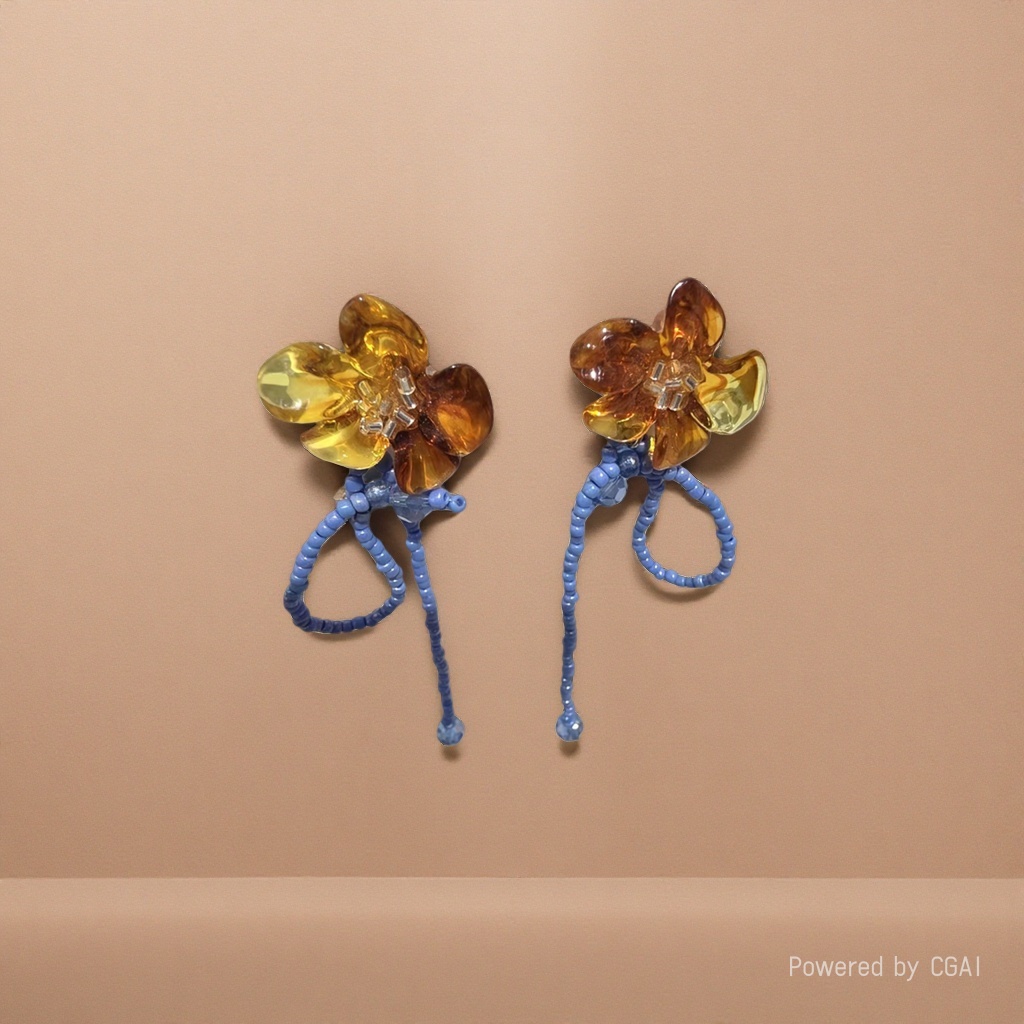 Flower-shaped piercing earlobe breast stud earrings with catheter piercing needle accessory set Specification image