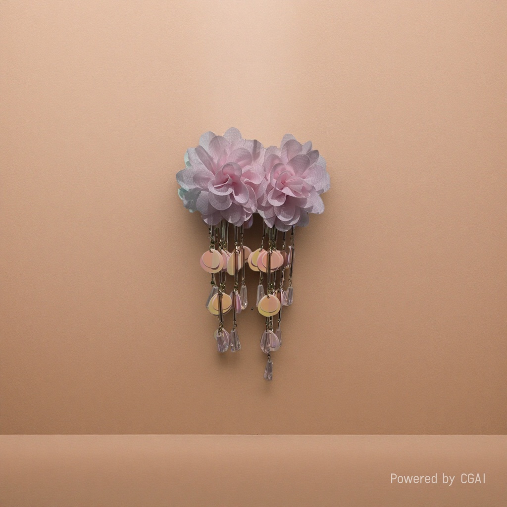 Pink gauze flower decorative earrings, diamond paintings, children's cartoon religious paintings, finished leather paintings Specification image