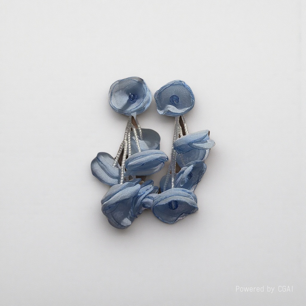 Blue flower earrings, breast stud puncture, auricular catheter puncture needle, accessory puncture details Picture
