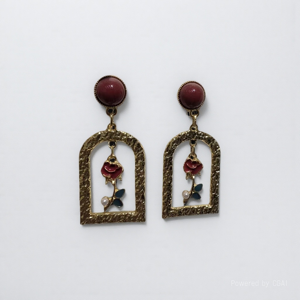 Red rose crown pendant earrings acrylic party headwear accessories Item Picture