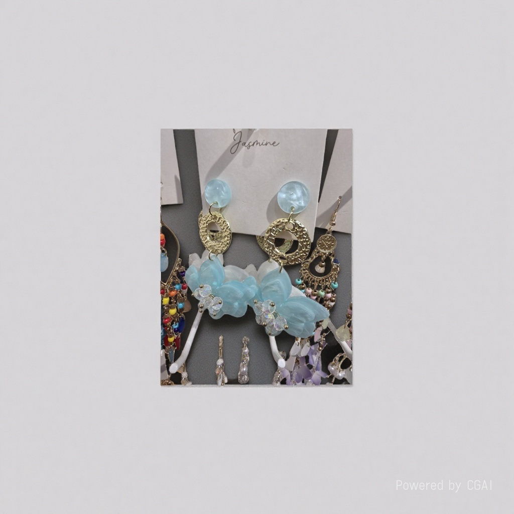 Furui Ancient Jewelry World S925 Silver-blue Flower Jade Earrings details Picture