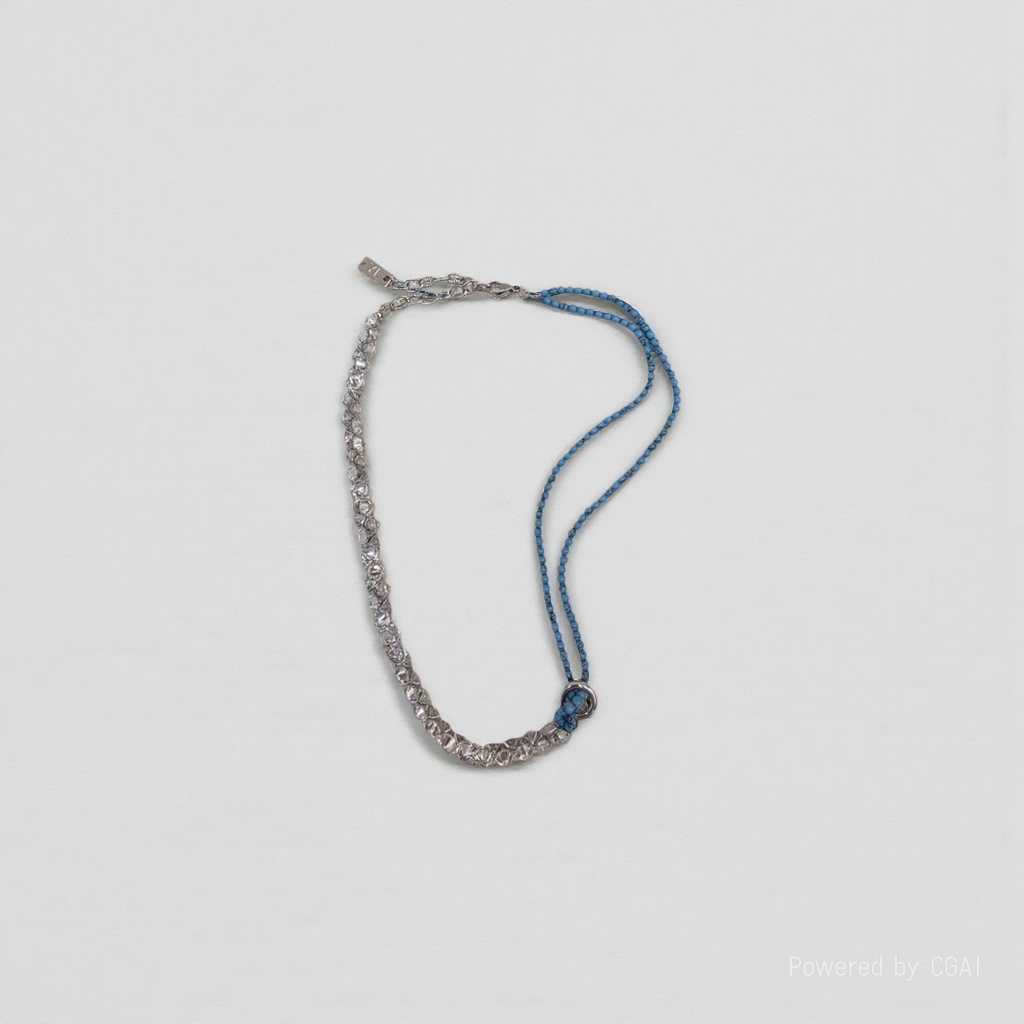 Chow Tai Seng 925 silver jewelry long, simple acrylic DIY handmade necklace, versatile for ladies details Picture