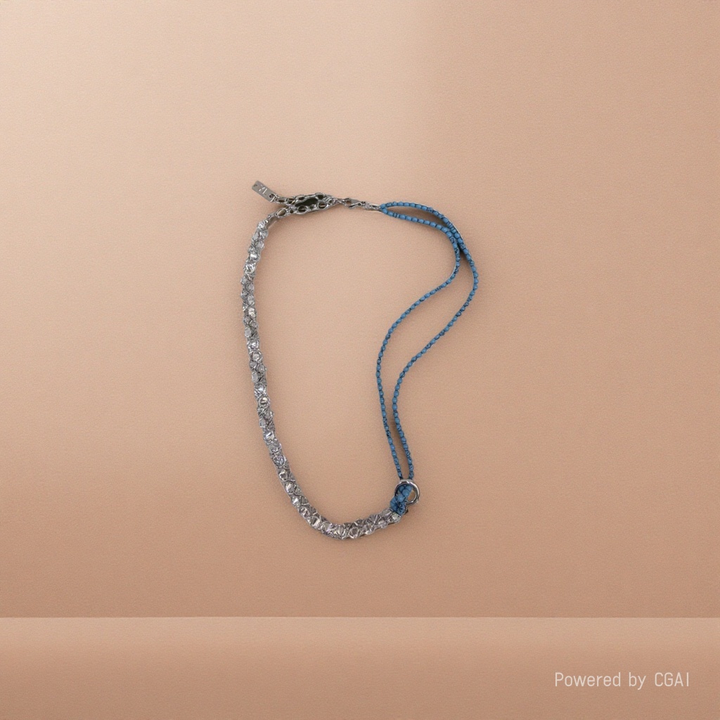 Chow Tai Seng 925 silver jewelry long, simple acrylic DIY handmade necklace, versatile for ladies Specification image