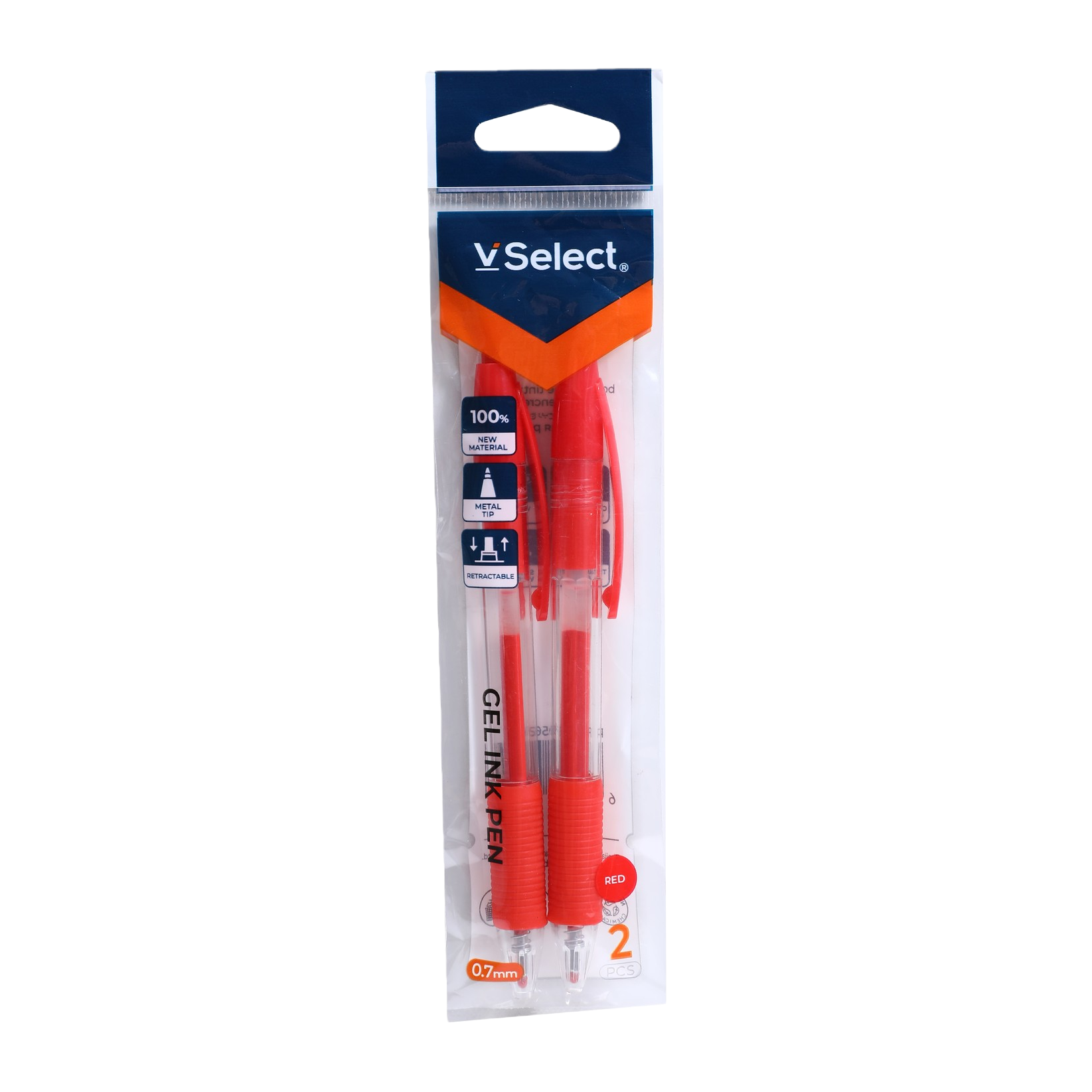 Red 0.7mm gel pens, 2 pieces per bag, exclusively for export. Minimum order quantity: one box Item Picture