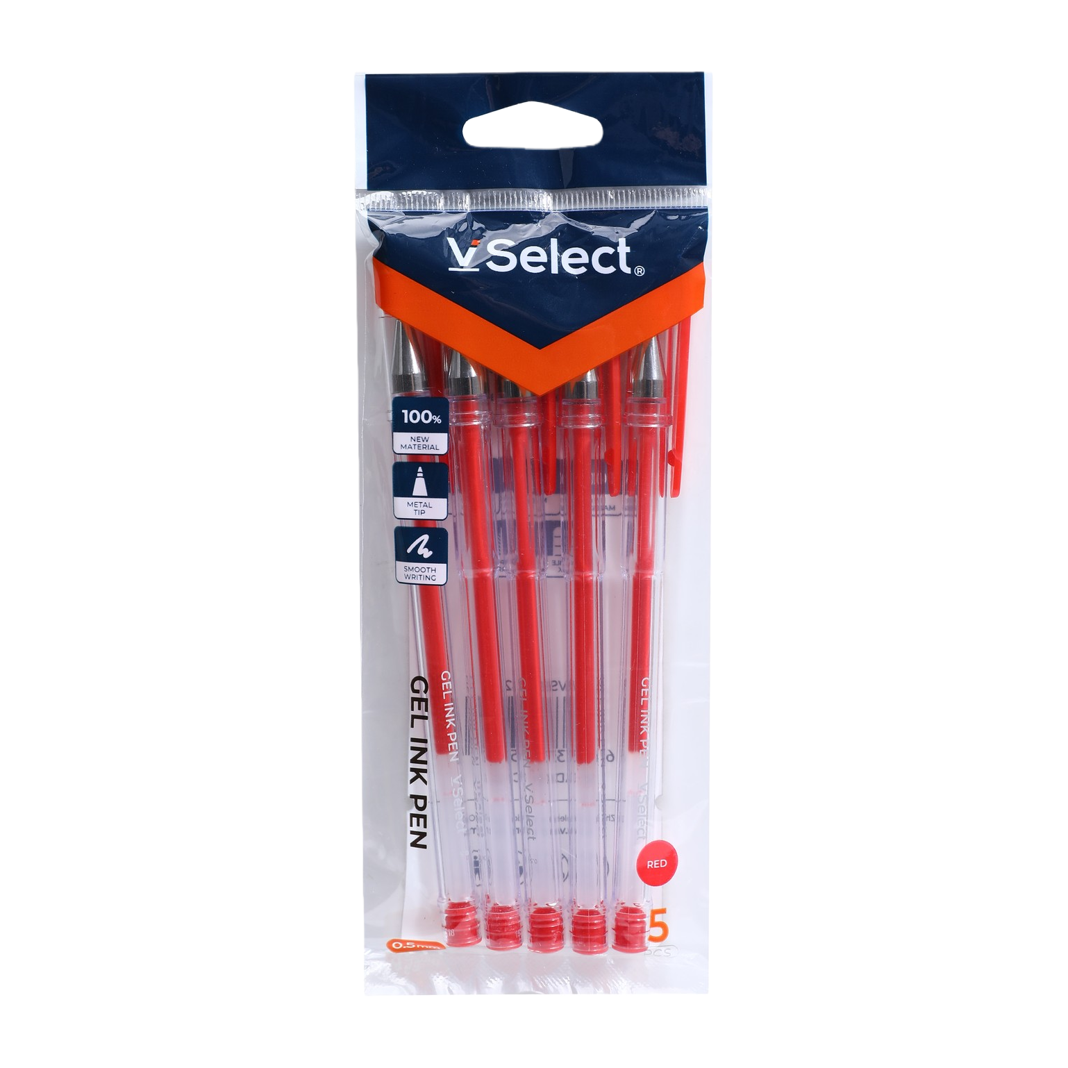 5 red 0.5mm gel pens per bag for foreign trade. Minimum order quantity: one box Item Picture