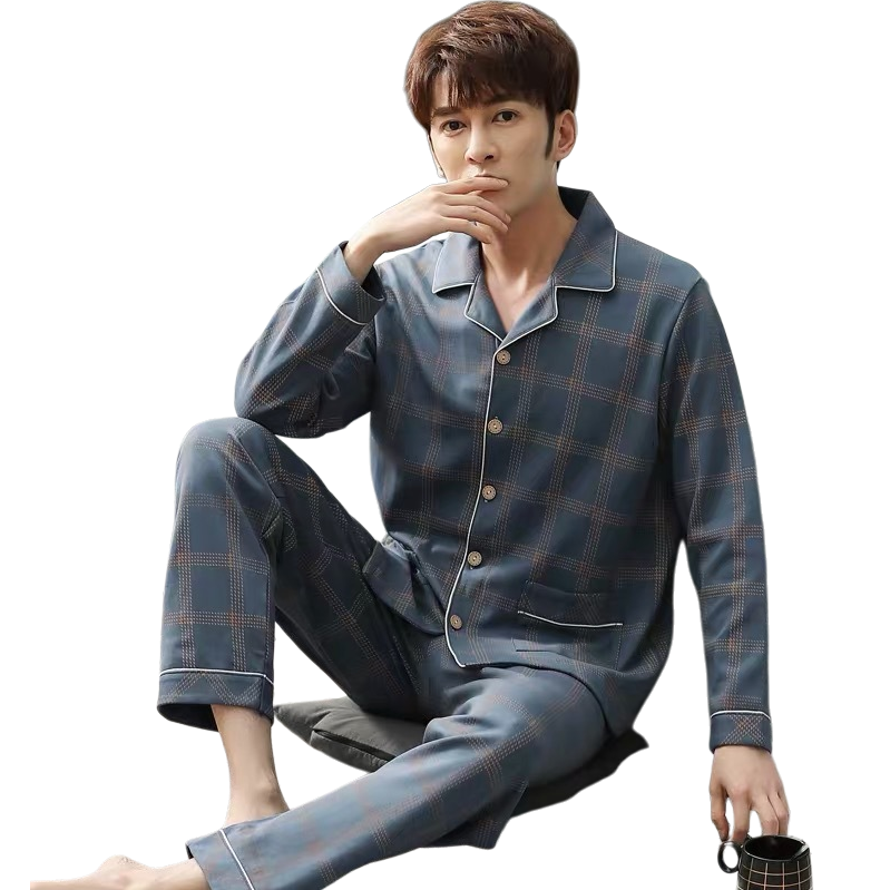 男士睡衣/老年睡衣开扣/睡衣男短袖简约/轻奢品潮牌/暖暖服白底实物图