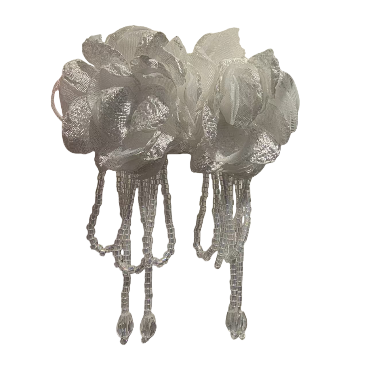 Soap flower, white gauze flower, beaded earrings, soap flower bouquet, flower head, single soap flower
