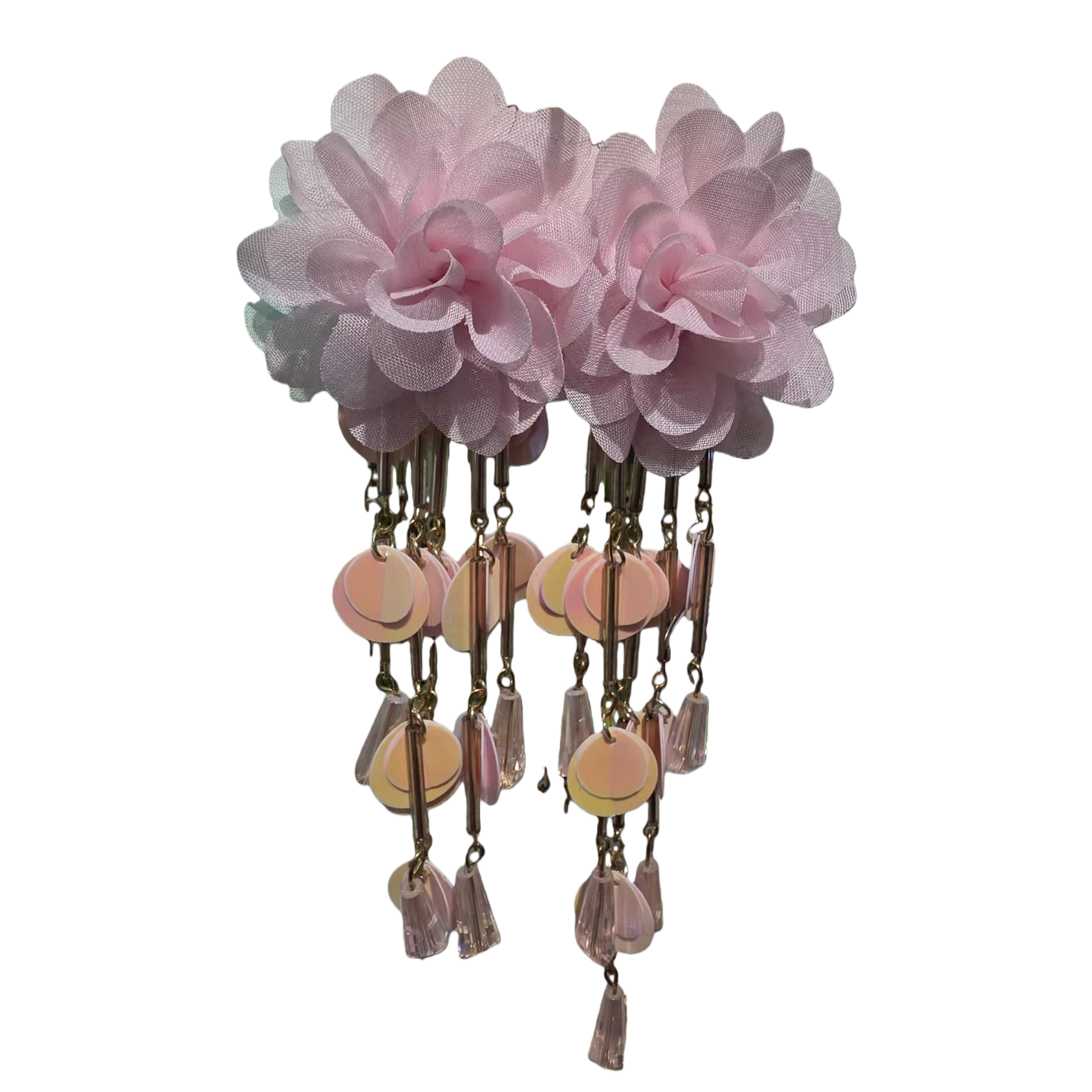 Pink gauze flower decorative earrings, diamond paintings, children's cartoon religious paintings, finished leather paintings