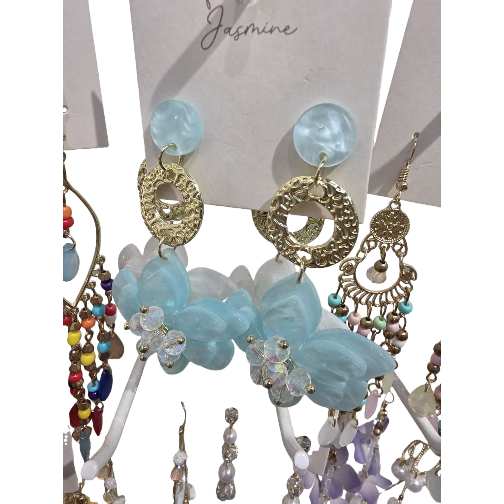 Furui Ancient Jewelry World S925 Silver-blue Flower Jade Earrings