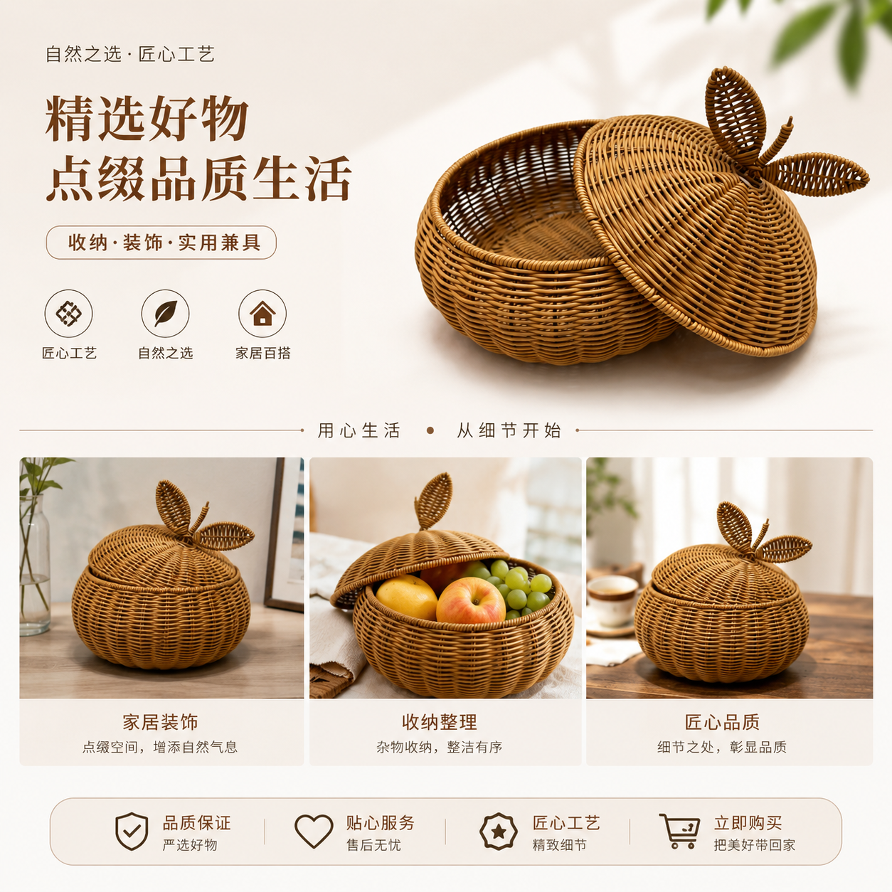 仿藤编织苹果形篮日常家居收纳架商超礼品包装篮面包篮桌面收纳架热门款PP篮子收纳可爱苹果造型篮详情1